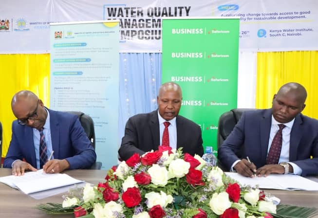 Kenya Water Institute - KEWI - and Safaricom PLC have signed a Memorandum Of Understanding (MOU). The MOU will see the two parties support, partner and collaborate in a range of engagements which include but not limited to research and technology transfer, undertake consultancy projects in water field, implement student internship and industrial trainings.
