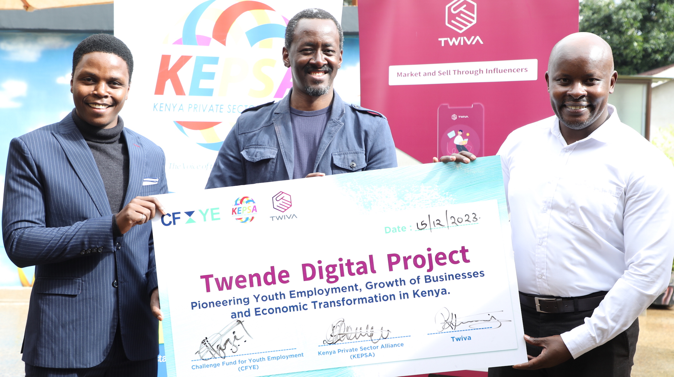 wende Digital Project Launch_From Right Dr Ehud Gachugu_Director Youth and Jobs at KEPSA_Paul Ngugi_Deputy Country Lead CFYE_Peter Kironji_CEO TWIVA.JP